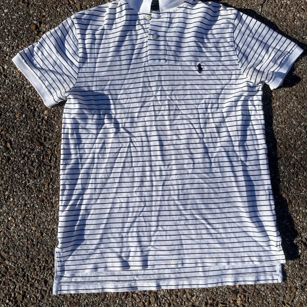 Striped Polo Shirt - White and Black